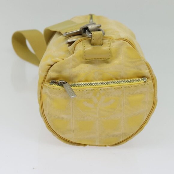 CHANEL New Travel Shoulder Bag Nylon Yellow Silver CC Auth - Picture 4 of 15